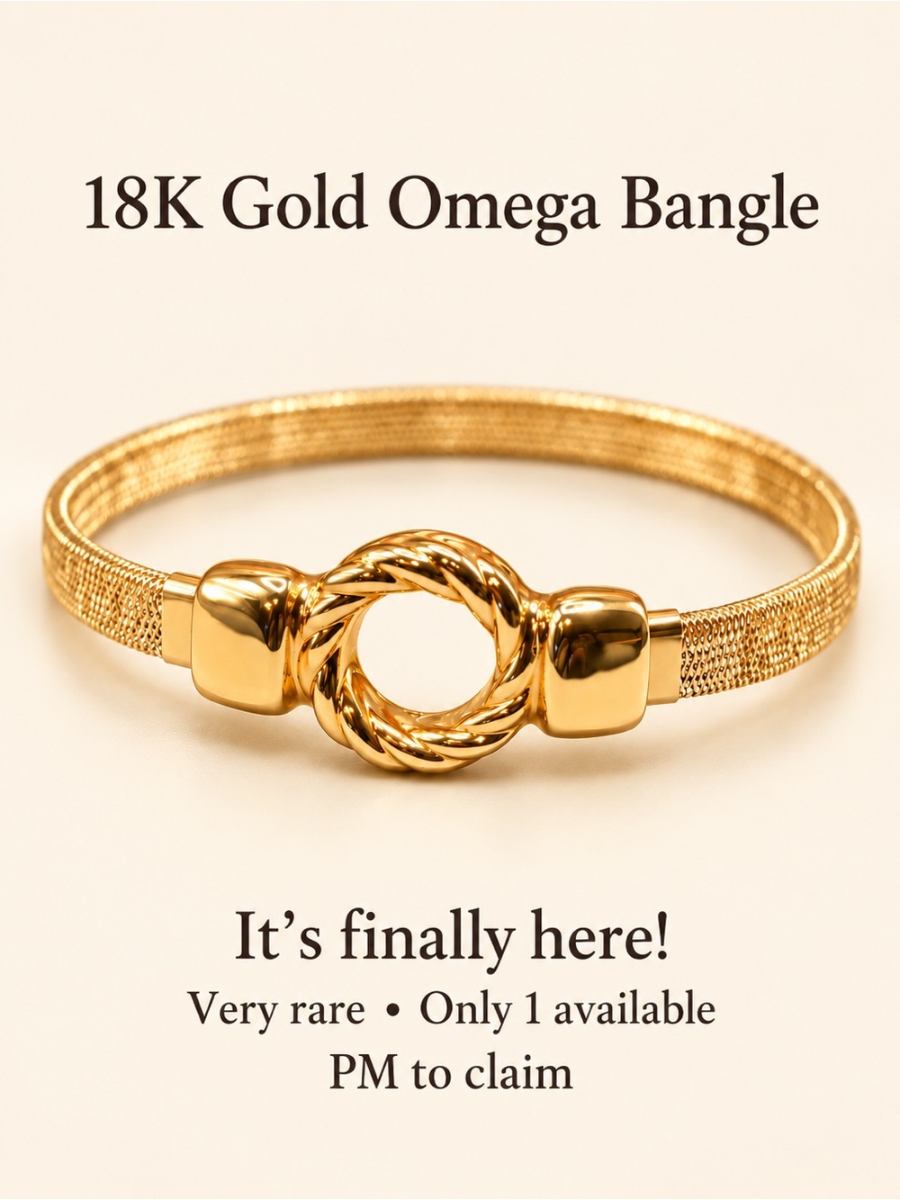 18K Gold Omega Bangle Bracelet - Gold